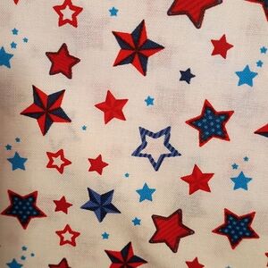 Red and Blue Star Print Cotton Fabric. Price Per Yard.